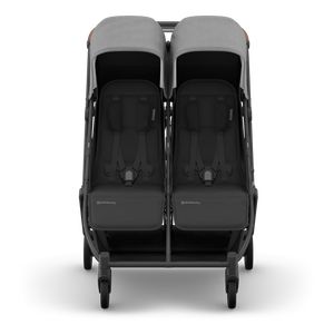UPPAbaby Minu Duo Compact Double Stroller - Greyson (Charcoal Melange / Carbon Frame / Saddle Leather)