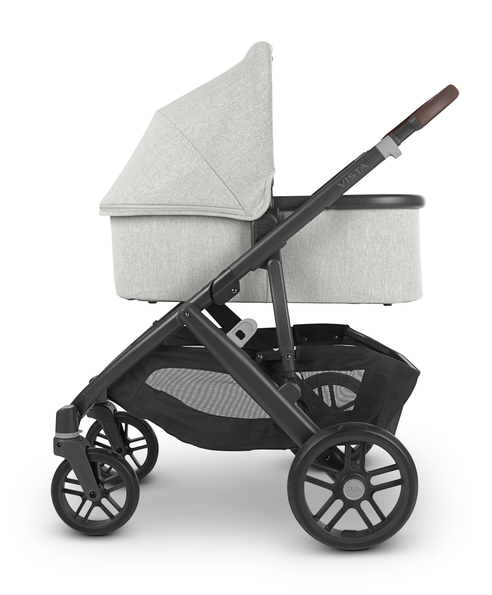 UPPAbaby Vista V2 Stroller & Bassinet - Anthony (White and Grey Chenille/Carbon/Chestnut Leather)