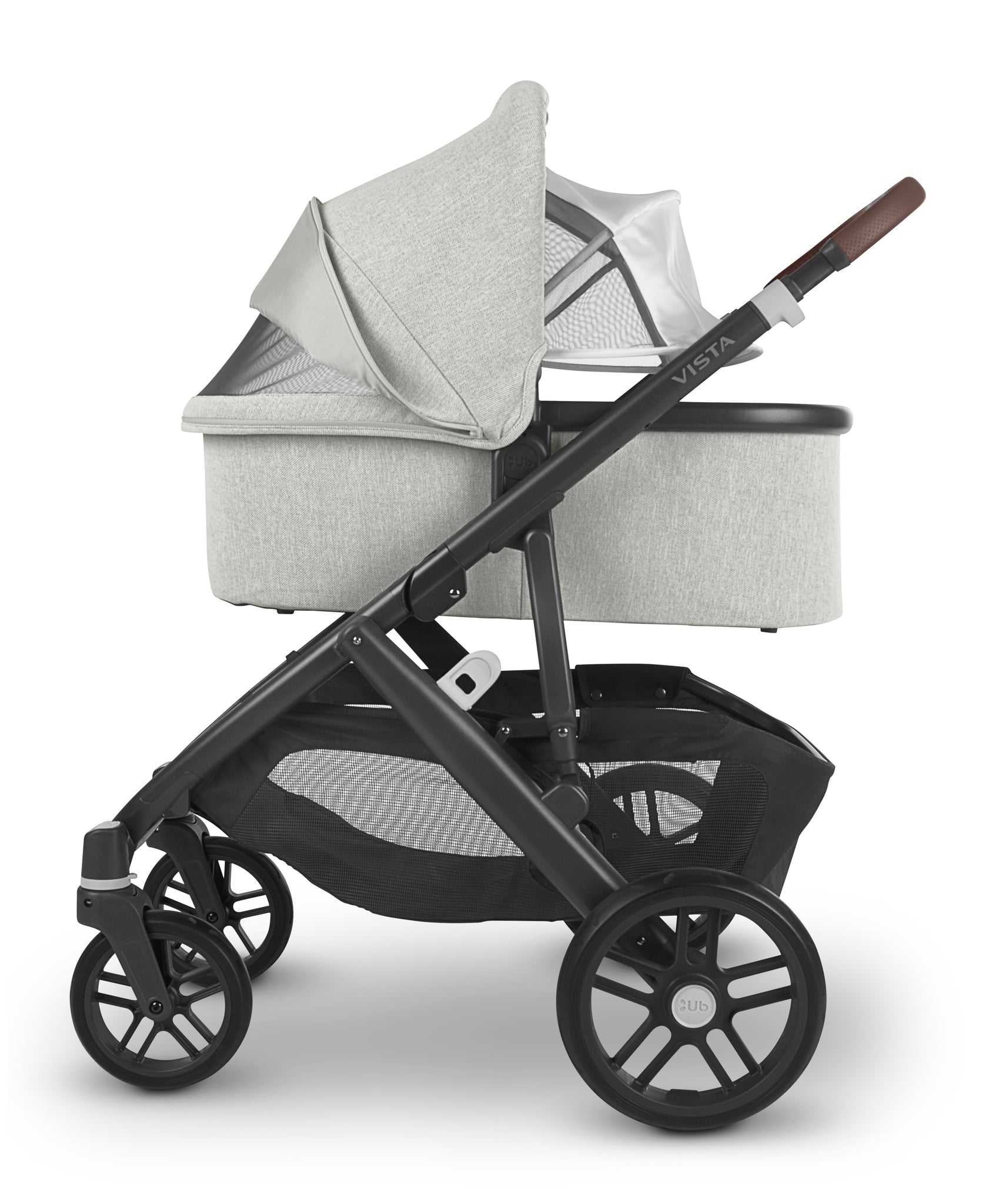 UPPAbaby Vista V2 Stroller & Bassinet - Anthony (White and Grey Chenille/Carbon/Chestnut Leather)