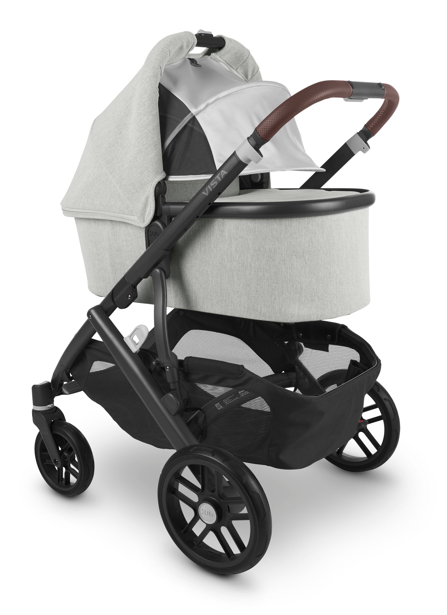 UPPAbaby Vista V2 Stroller & Bassinet - Anthony (White and Grey Chenille/Carbon/Chestnut Leather)
