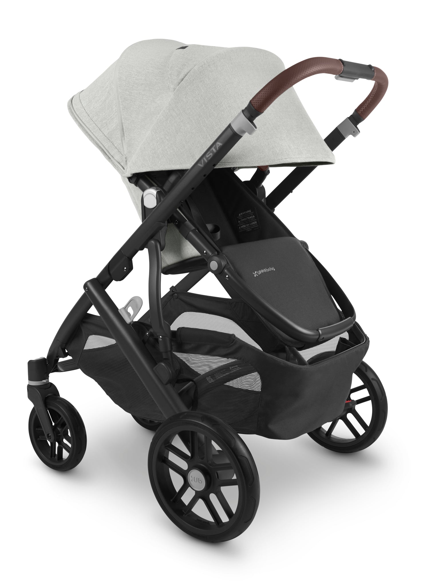 UPPAbaby Vista V2 Stroller & Bassinet - Anthony (White and Grey Chenille/Carbon/Chestnut Leather)