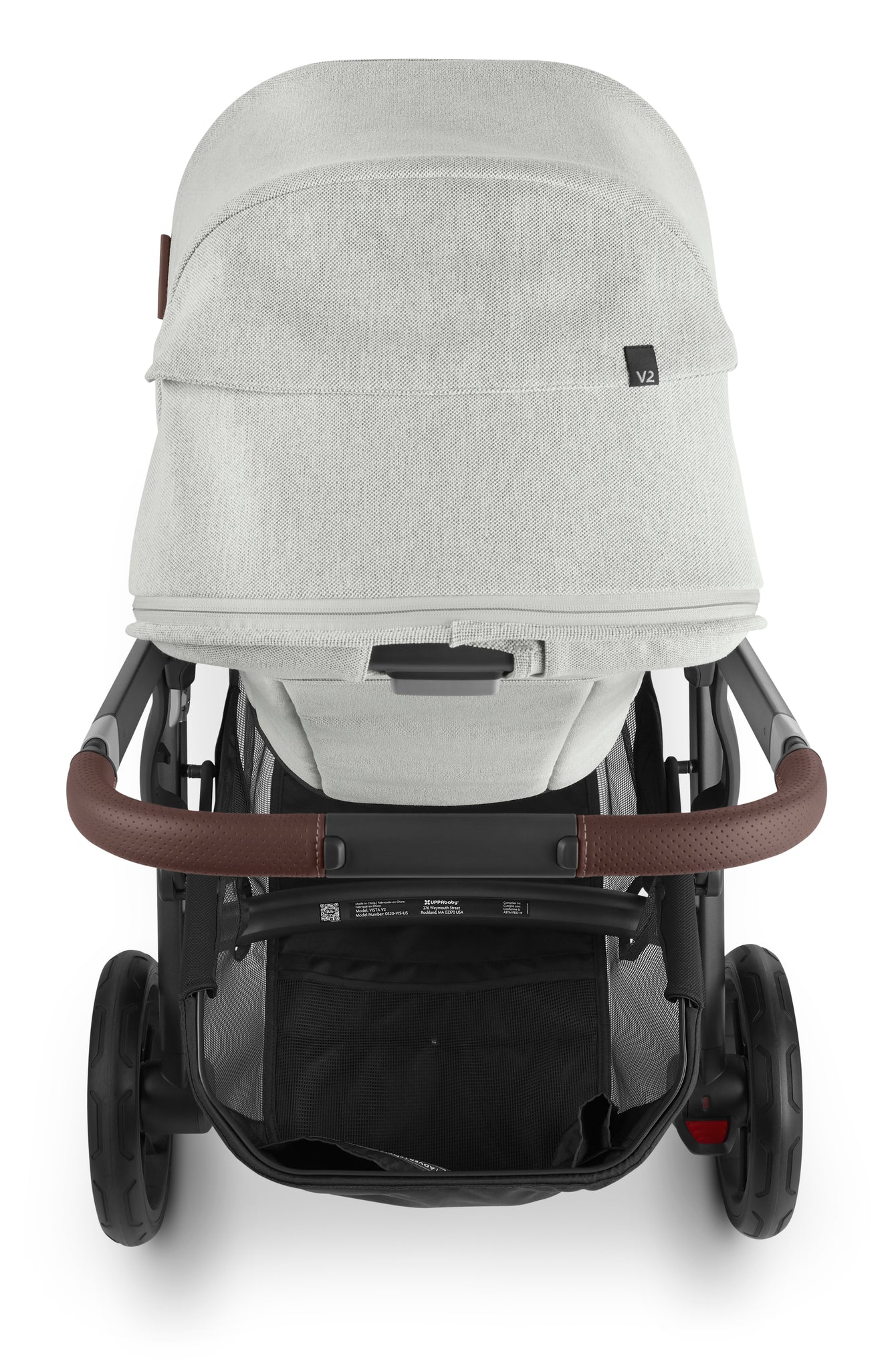 UPPAbaby Vista V2 Stroller & Bassinet - Anthony (White and Grey Chenille/Carbon/Chestnut Leather)