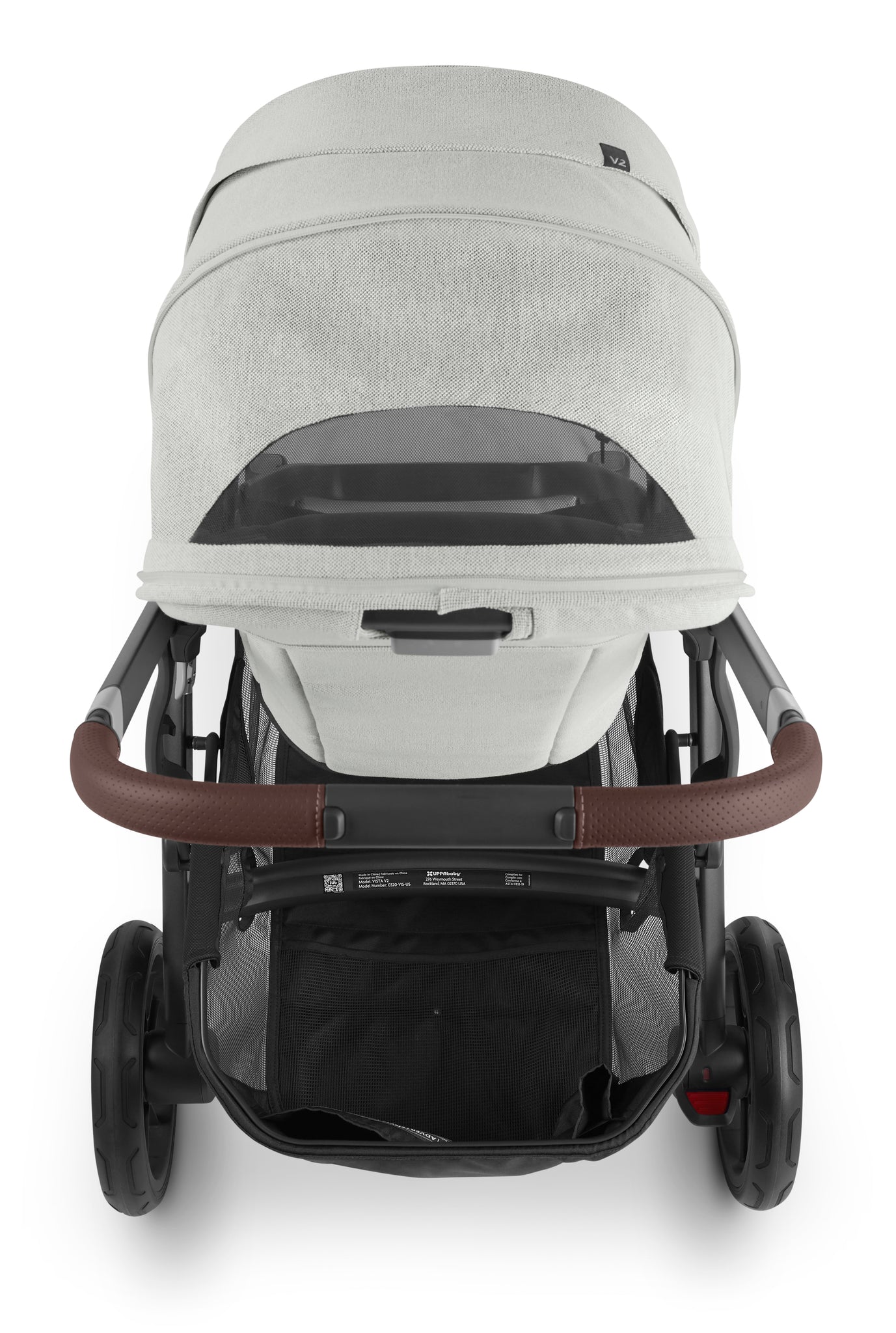 UPPAbaby Vista V2 Stroller & Bassinet - Anthony (White and Grey Chenille/Carbon/Chestnut Leather)