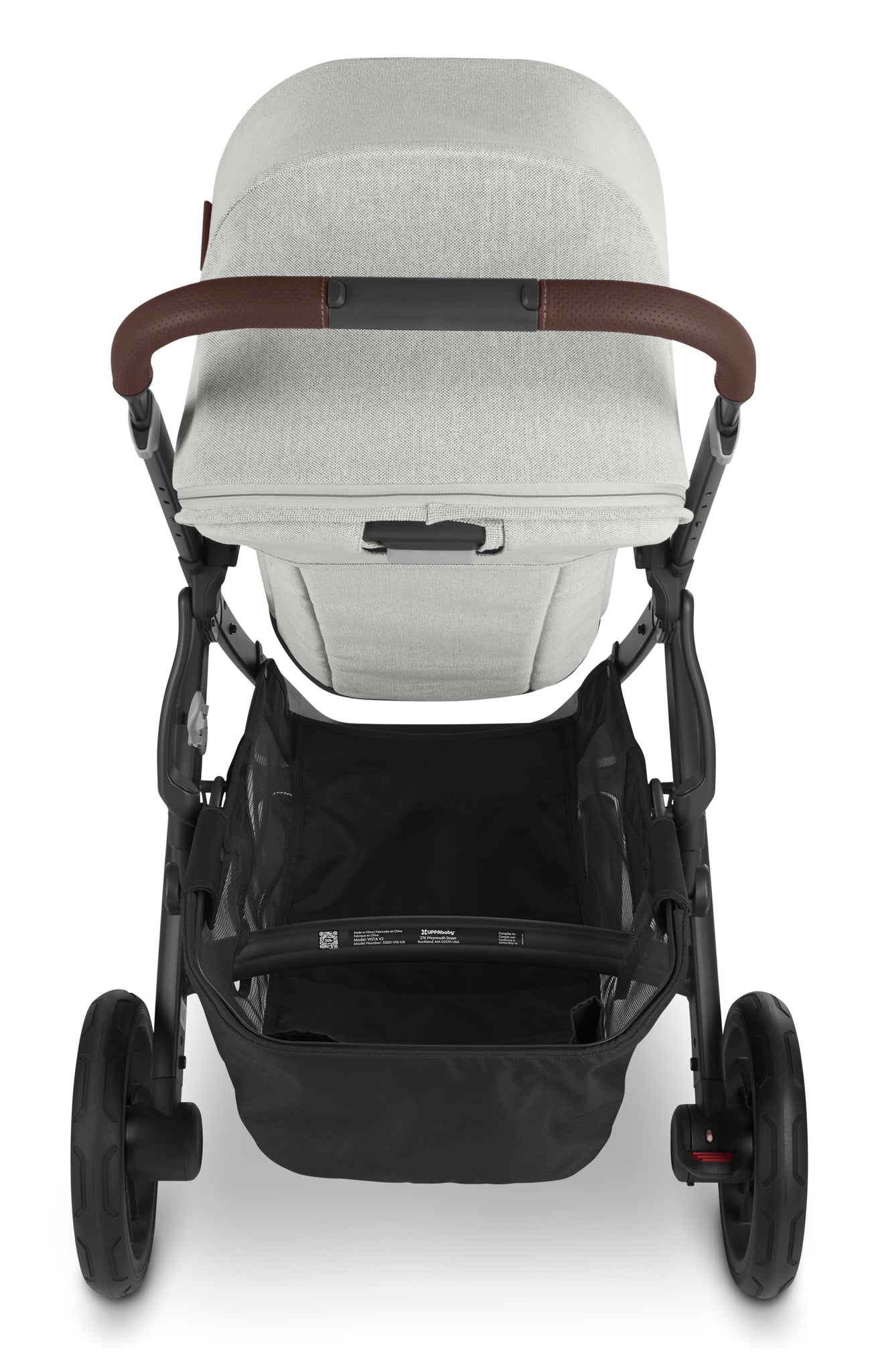 UPPAbaby Vista V2 Stroller & Bassinet - Anthony (White and Grey Chenille/Carbon/Chestnut Leather)