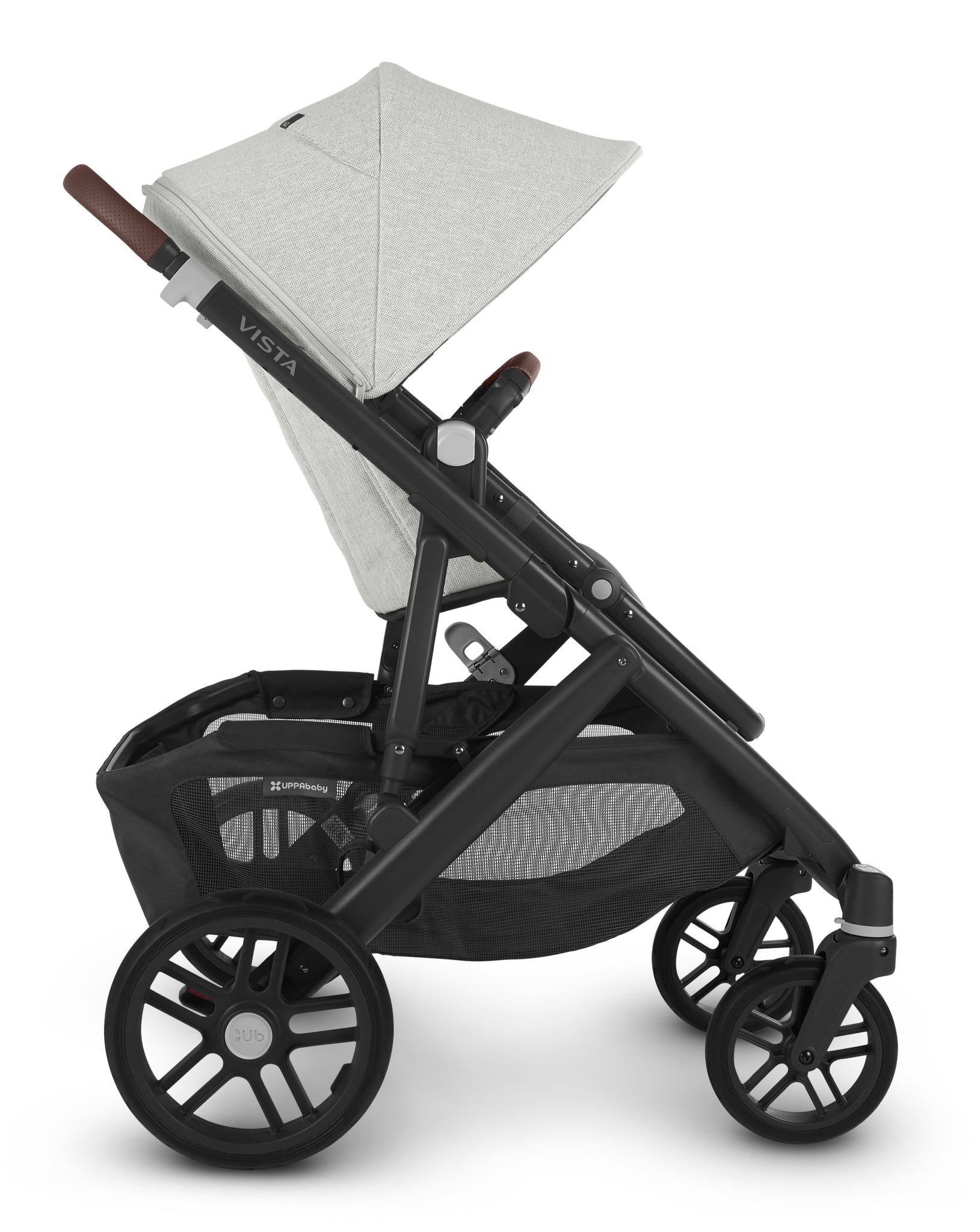UPPAbaby Vista V2 Stroller & Bassinet - Anthony (White and Grey Chenille/Carbon/Chestnut Leather)