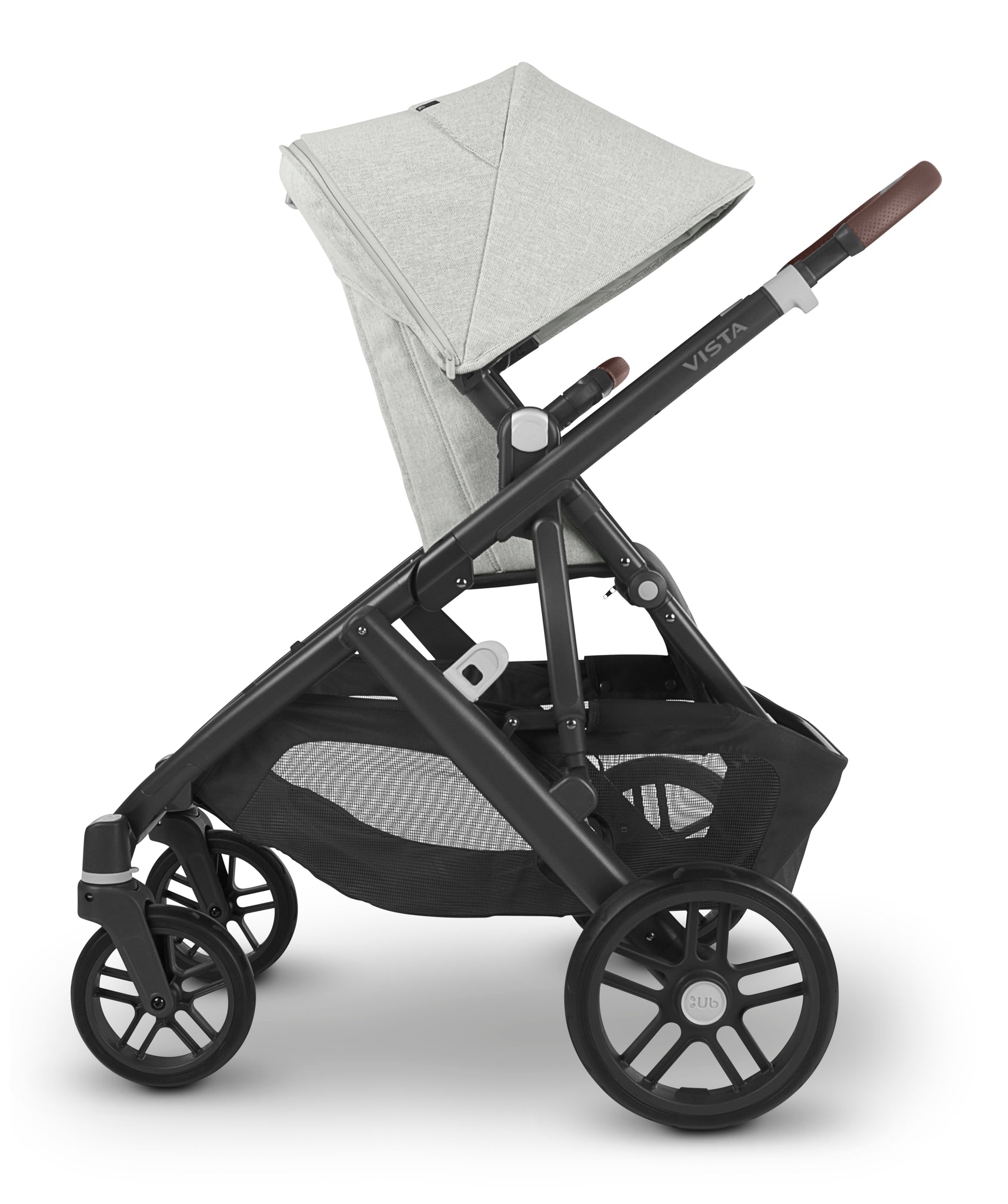 UPPAbaby Vista V2 Stroller & Bassinet - Anthony (White and Grey Chenille/Carbon/Chestnut Leather)