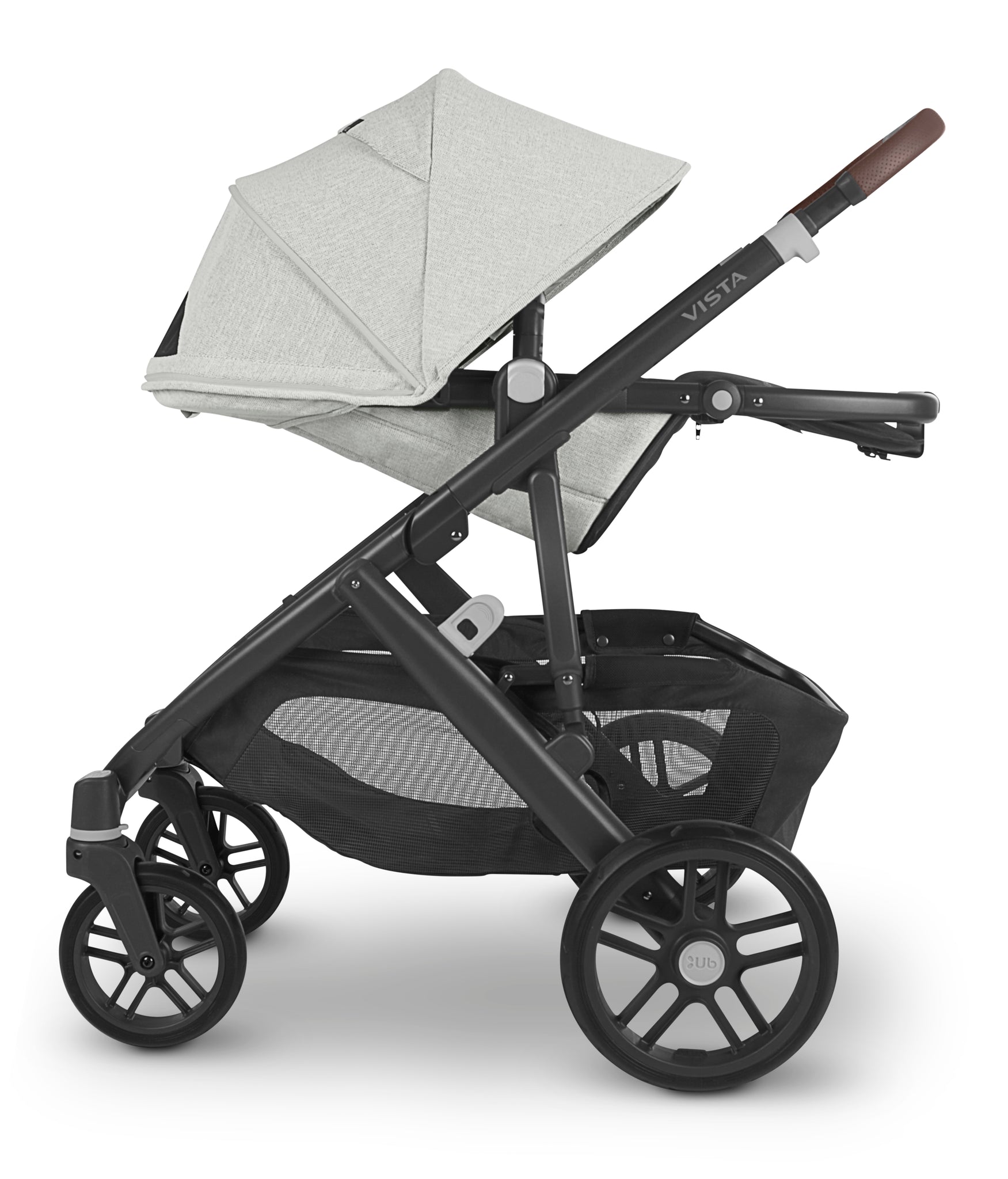 UPPAbaby Vista V2 Stroller & Bassinet - Anthony (White and Grey Chenille/Carbon/Chestnut Leather)