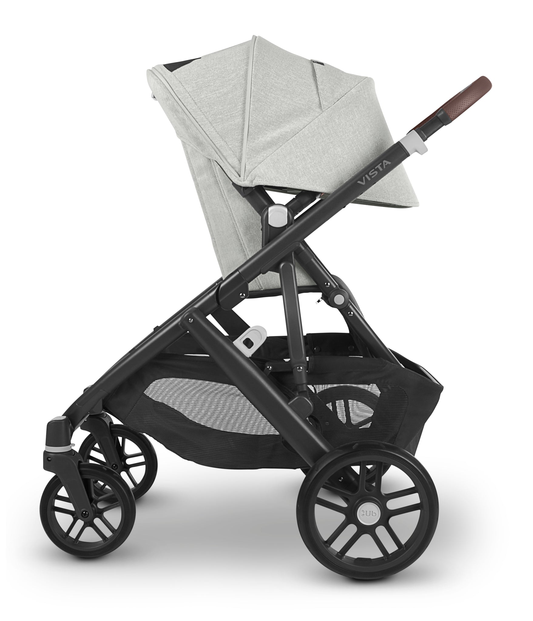 UPPAbaby Vista V2 Stroller & Bassinet - Anthony (White and Grey Chenille/Carbon/Chestnut Leather)