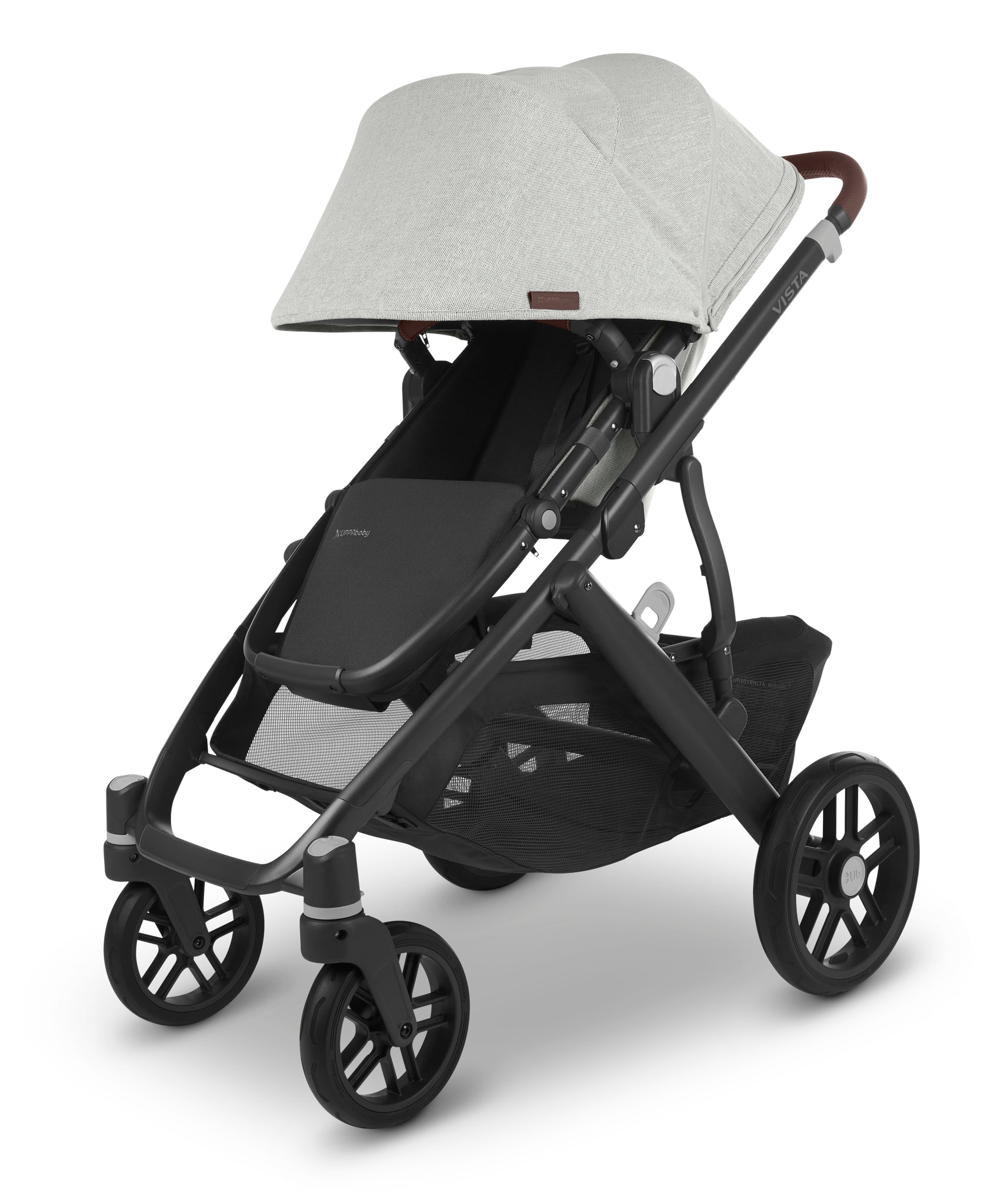 UPPAbaby Vista V2 Stroller & Bassinet - Anthony (White and Grey Chenille/Carbon/Chestnut Leather)