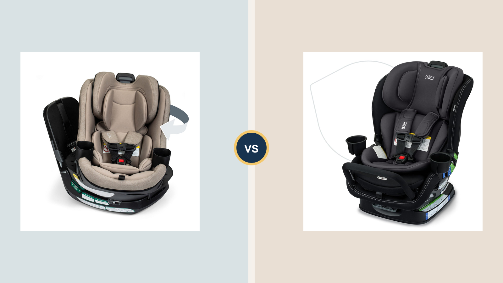 Britax Galaxy360 Slim and Poplar S convertible car seats side by side