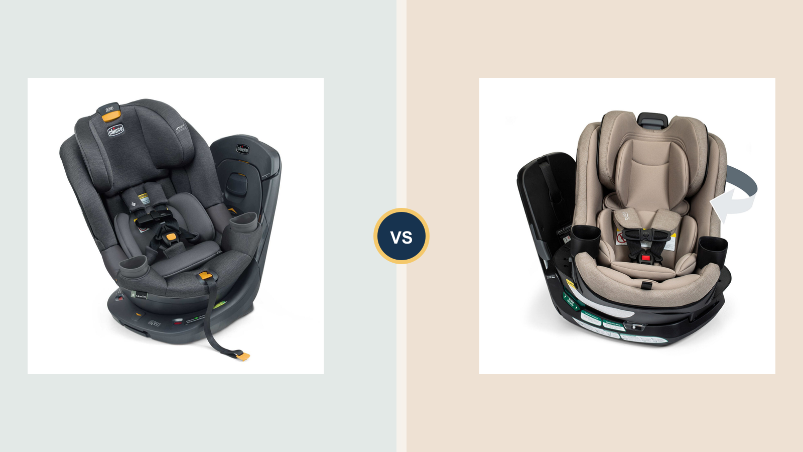 Chicco Fit360 ClearTex and Britax Galaxy360 Slim rotating convertible car seats compared
