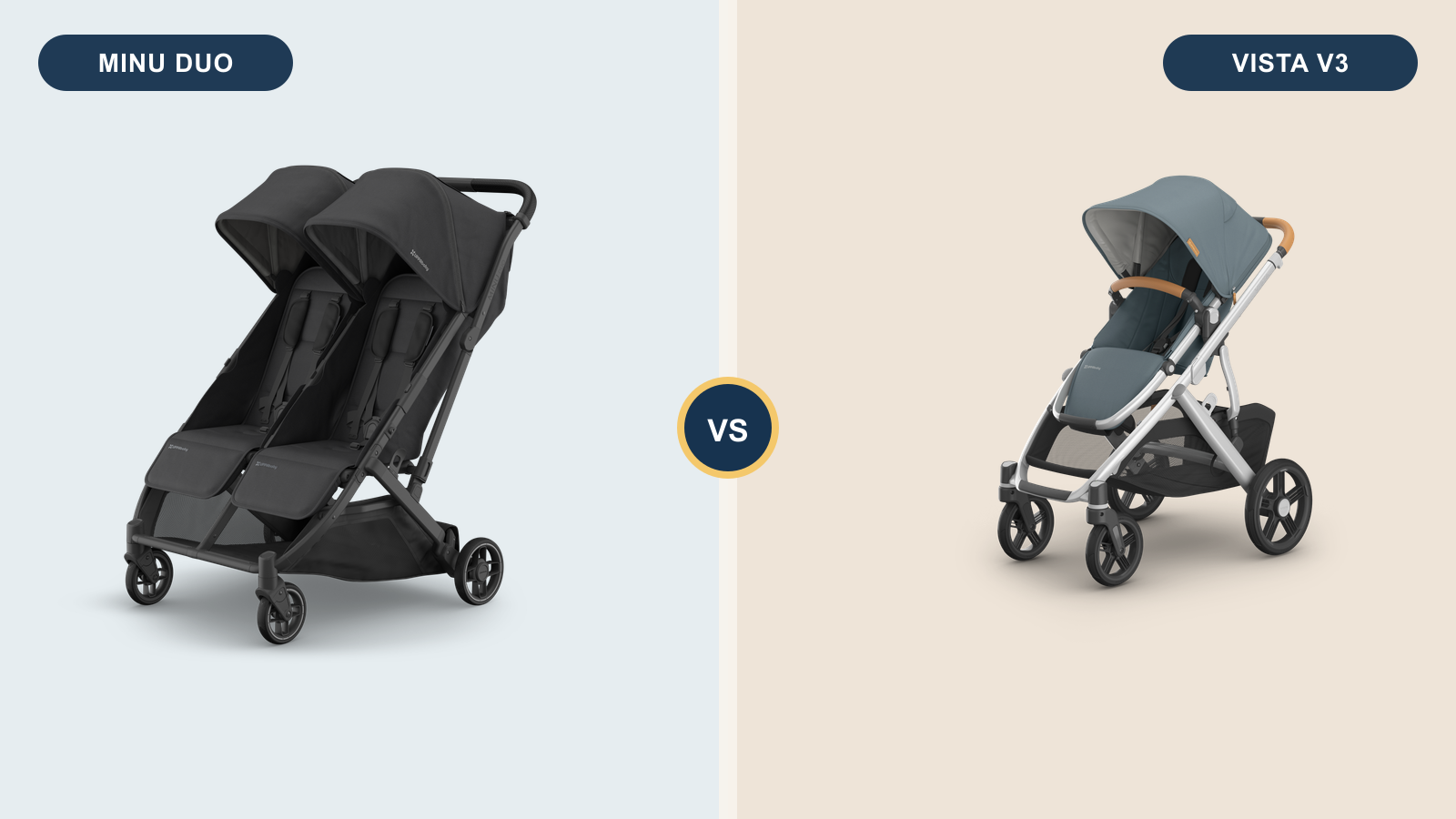 UPPAbaby Minu Duo and Vista V3 double-stroller comparison