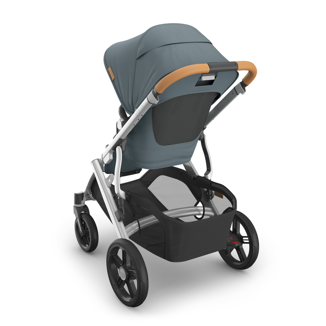 UPPAbaby Vista V3 Travel System Bundle (Stroller/Bassinet/Mesa V3) - Callum (Stone Blue / Silver Frame / Sand Leather)