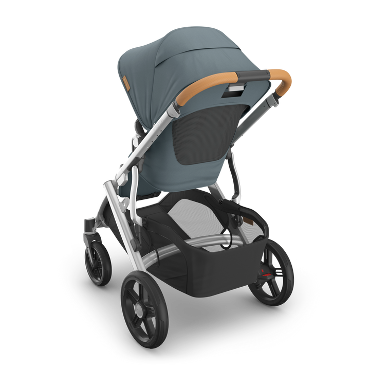 UPPAbaby Vista V3 Travel System Bundle (Stroller/Bassinet/Mesa V3) - Callum (Stone Blue / Silver Frame / Sand Leather)