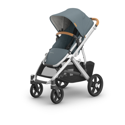 UPPAbaby Vista V3 Single-to-Double Stroller - Callum (Stone Blue / Silver Frame / Sand Leather)