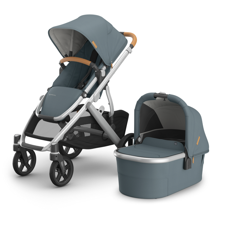 UPPAbaby Vista V3 Stroller + Bassinet V3 Bundle - Callum (Stone Blue / Silver Frame / Sand Leather)