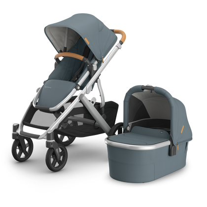 UPPAbaby Vista V3 Stroller + Bassinet V3 Bundle - Callum (Stone Blue / Silver Frame / Sand Leather)