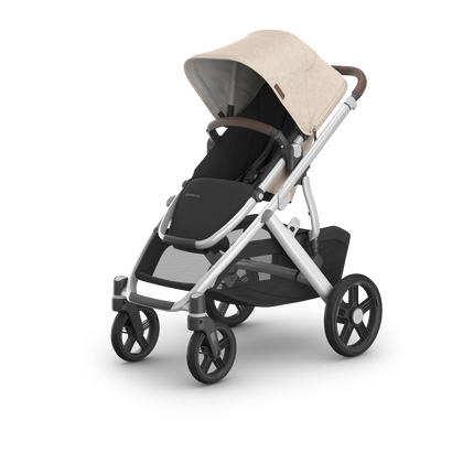 UPPAbaby Vista V3 Single-to-Double Stroller - Declan (Oat Melange / Silver Frame / Chestnut Leather)