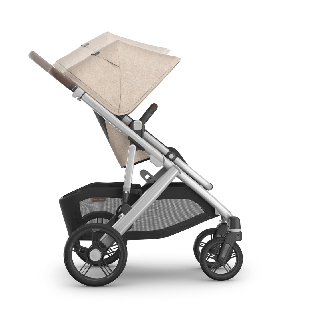 UPPAbaby Vista V3 Travel System Bundle (Stroller/Bassinet/Mesa V3) - Declan (Oat Melange/Chestnut Leather)
