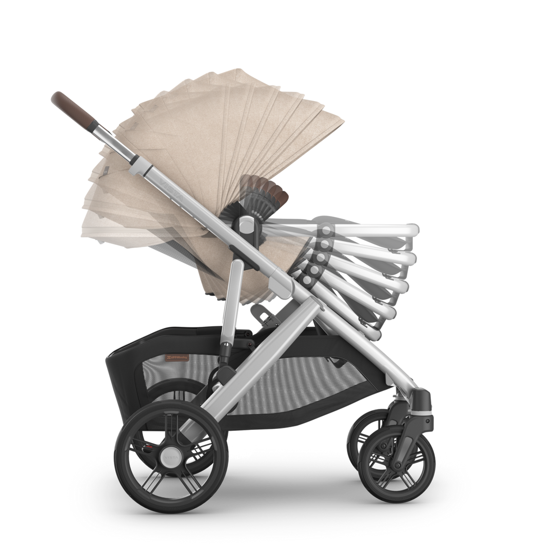 UPPAbaby Vista V3 Travel System Bundle (Stroller/Bassinet/Mesa V3) - Declan (Oat Melange/Chestnut Leather)