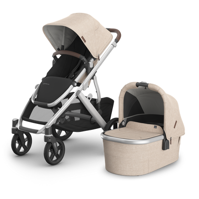 UPPAbaby Vista V3 Stroller + Bassinet V3 Bundle - Declan (Oat Melange/Chestnut Leather)