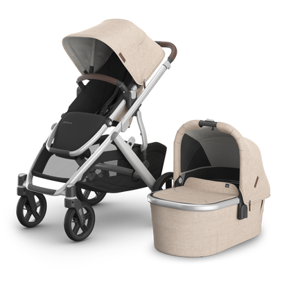 UPPAbaby Vista V3 Stroller + Bassinet V3 Bundle - Declan (Oat Melange/Chestnut Leather)