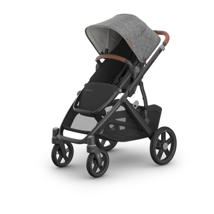 UPPAbaby Vista V3 Single-to-Double Stroller - Greyson (Charcoal Melange / Carbon Frame / Saddle Leather)