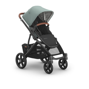 UPPAbaby Vista V3 Single-to-Double Stroller - Kenzi (Mystic Aqua / Carbon Frame / Saddle Leather)