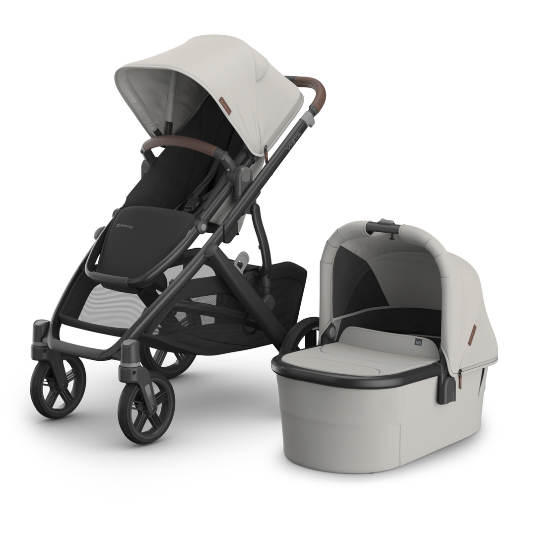 UPPAbaby Vista V3 Stroller + Bassinet V3 Bundle - Savannah (Pearl Gray Jacquard) 