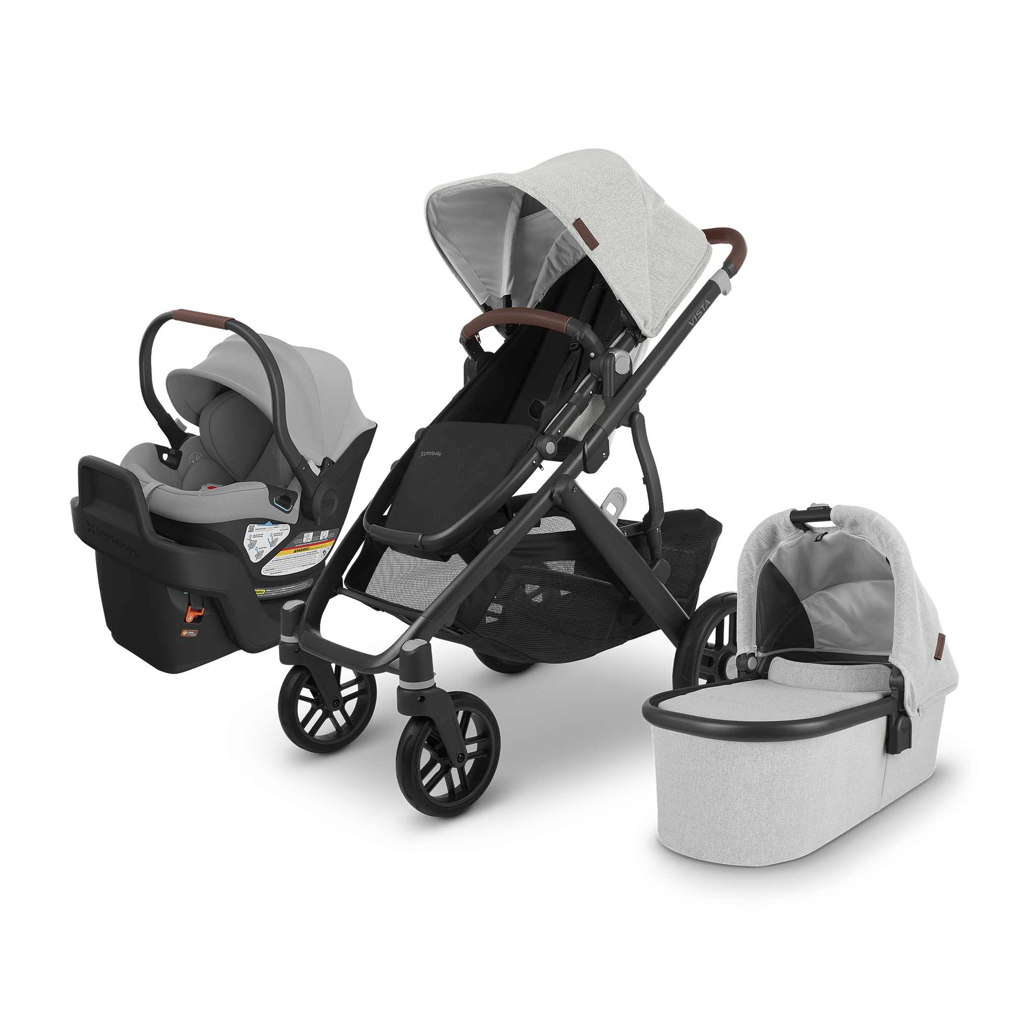 UPPAbaby Vista V2 + Aria Travel System - Anthony (White & Grey UPPAbaby Vista V2 + Aria Travel System - Anthony (White & Grey