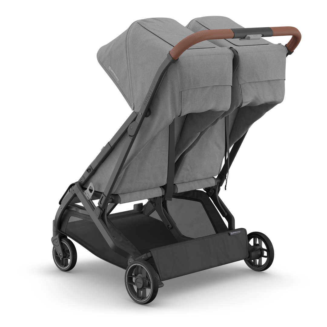 UPPAbaby Minu Duo Compact Double Stroller - Greyson (Charcoal Melange / Carbon Frame / Saddle Leather)