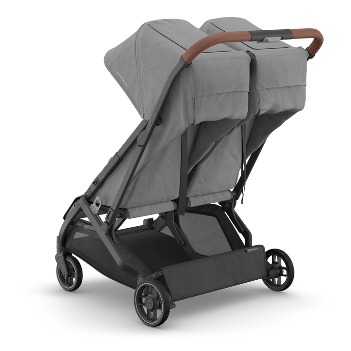 UPPAbaby Minu Duo Compact Double Stroller - Greyson (Charcoal Melange / Carbon Frame / Saddle Leather)