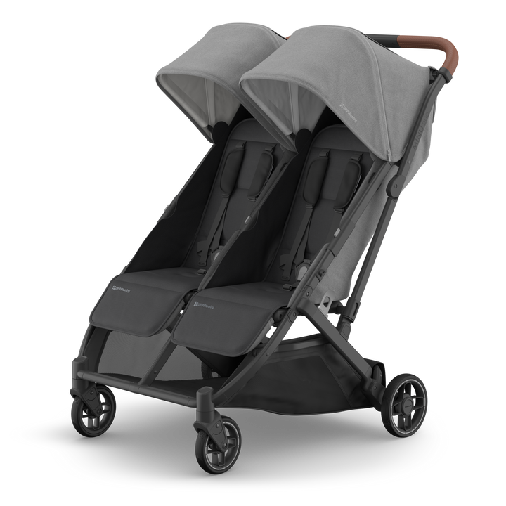 UPPAbaby Minu Duo Compact Double Stroller - Greyson (Charcoal Melange / Carbon Frame / Saddle Leather)