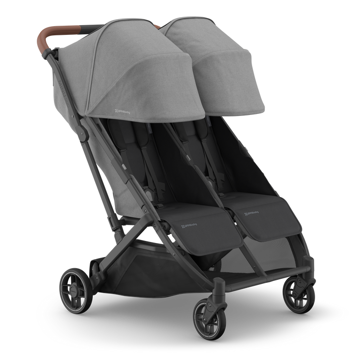 UPPAbaby Minu Duo Compact Double Stroller - Greyson (Charcoal Melange / Carbon Frame / Saddle Leather)