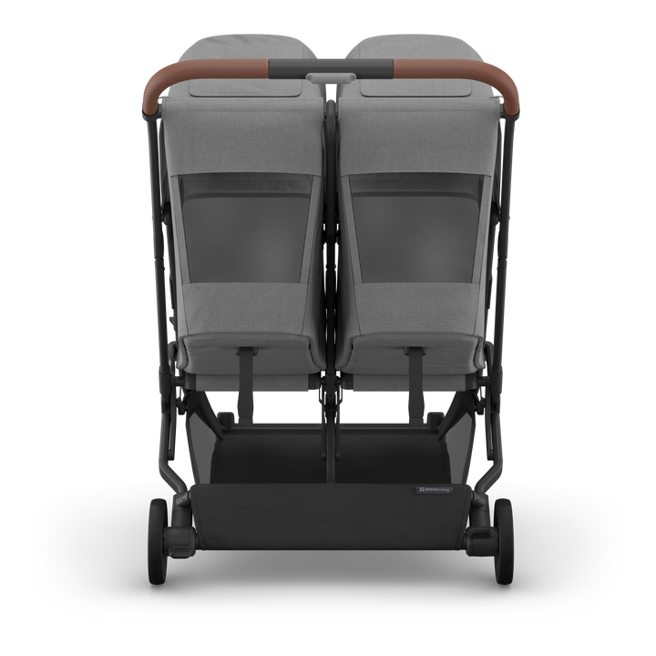 UPPAbaby Minu Duo Compact Double Stroller - Greyson (Charcoal Melange / Carbon Frame / Saddle Leather)