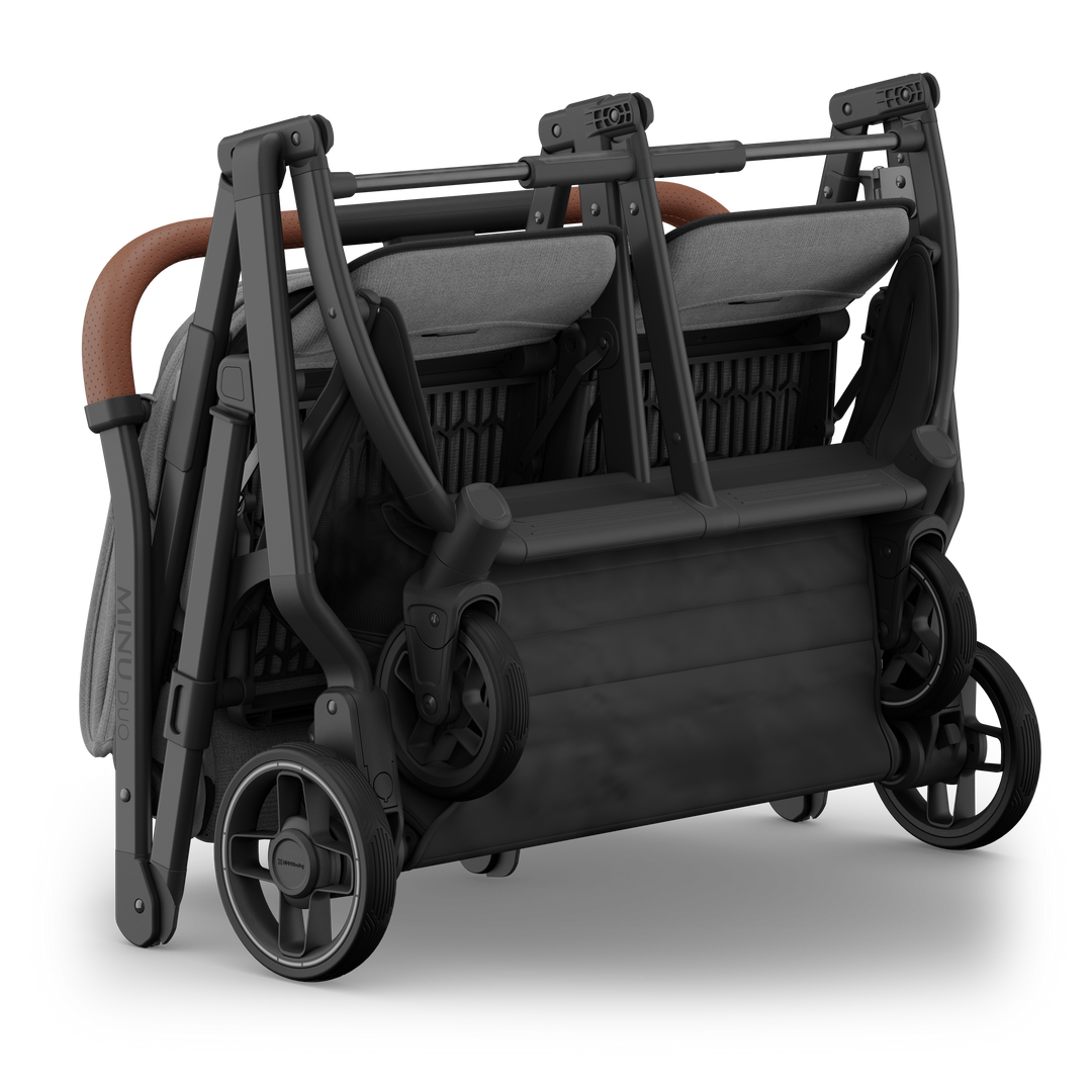 UPPAbaby Minu Duo Compact Double Stroller - Greyson (Charcoal Melange / Carbon Frame / Saddle Leather)