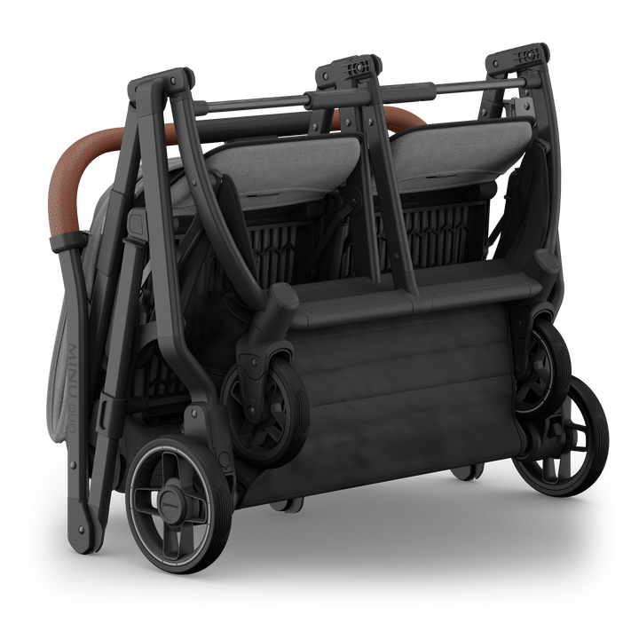 UPPAbaby Minu Duo Compact Double Stroller - Greyson (Charcoal Melange / Carbon Frame / Saddle Leather)