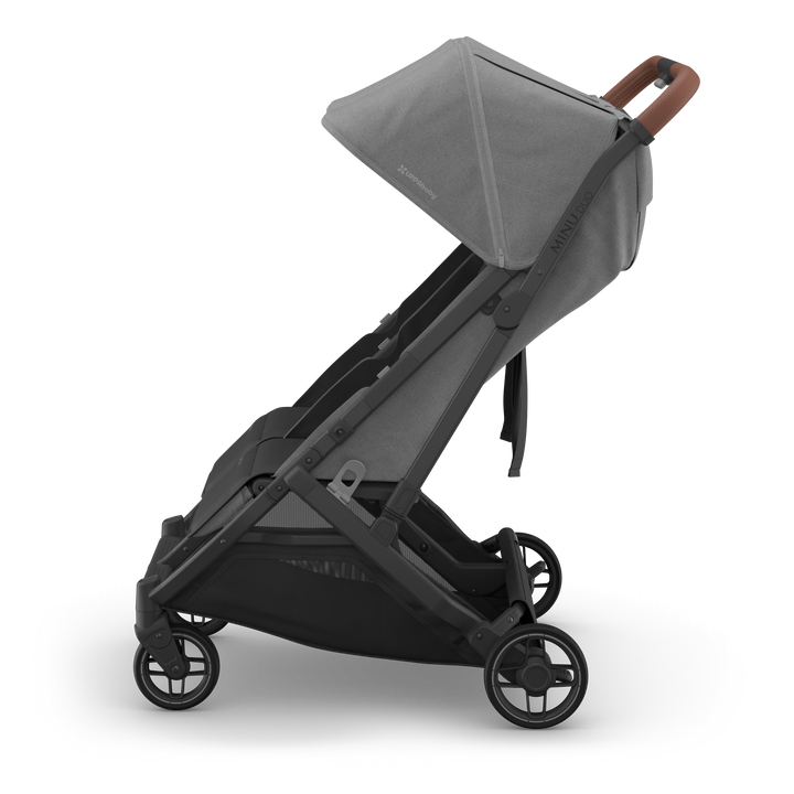 UPPAbaby Minu Duo Compact Double Stroller - Greyson (Charcoal Melange / Carbon Frame / Saddle Leather)