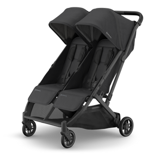 UPPAbaby Minu Duo Compact Double Stroller - Jake (Charcoal / Carbon Frame / Black Leather) (Open box, New)