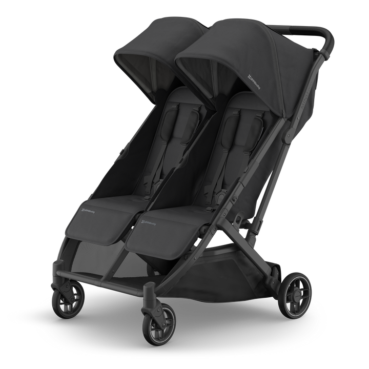 UPPAbaby Minu Duo Compact Double Stroller - Jake (Charcoal / Carbon Frame / Black Leather) (Open box, New)
