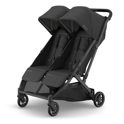 UPPAbaby Minu Duo Compact Double Stroller - Jake (Charcoal / Carbon Frame / Black Leather)