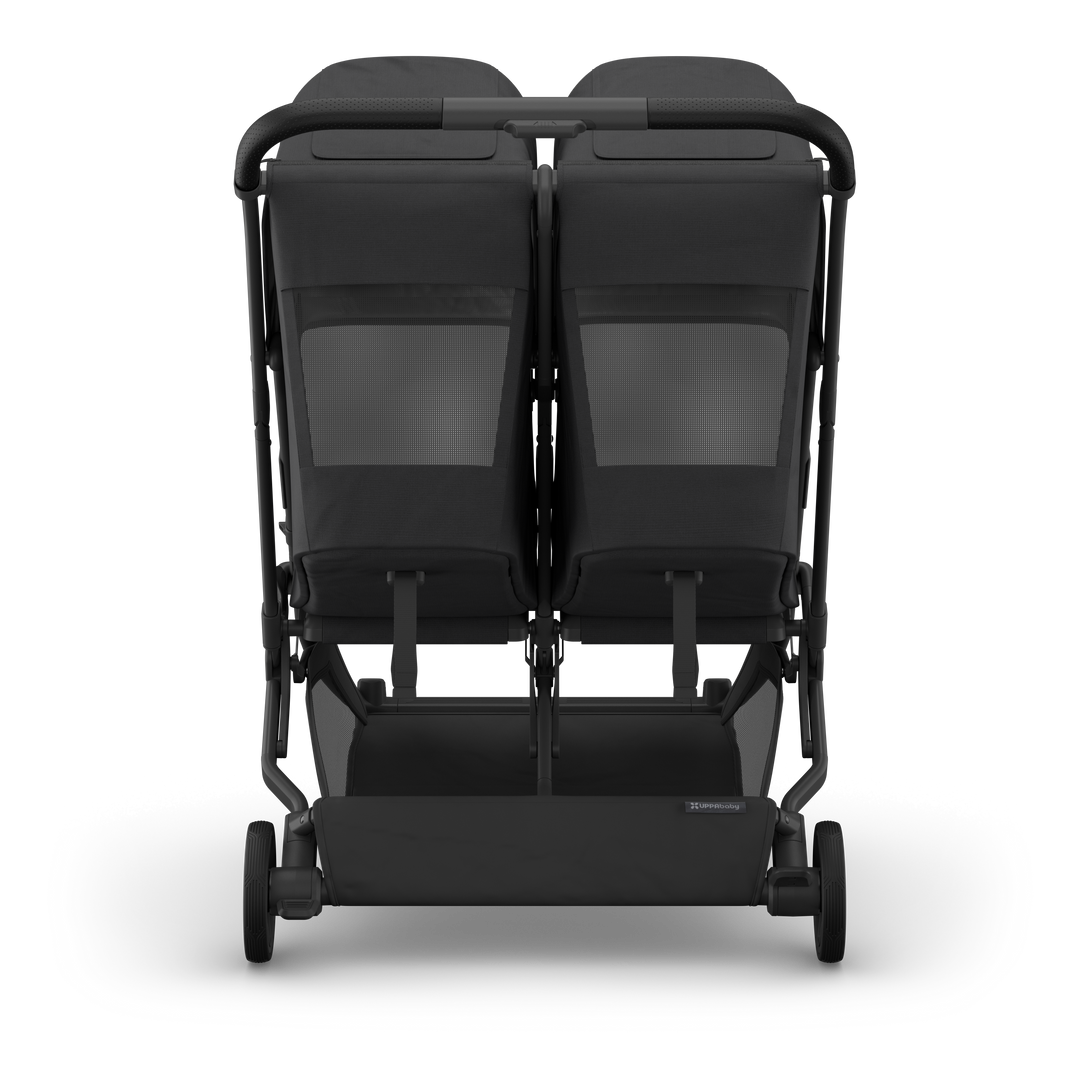UPPAbaby Minu Duo Compact Double Stroller - Jake (Charcoal / Carbon Frame / Black Leather) (Open box, New)