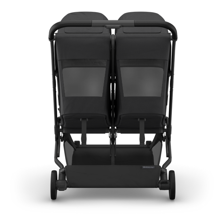 UPPAbaby Minu Duo Compact Double Stroller - Jake (Charcoal / Carbon Frame / Black Leather) (Open box, New)