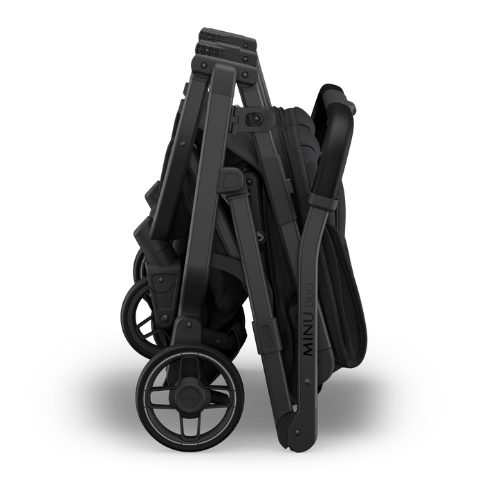UPPAbaby Minu Duo Compact Double Stroller - Jake (Charcoal / Carbon Frame / Black Leather) (Open box, New)