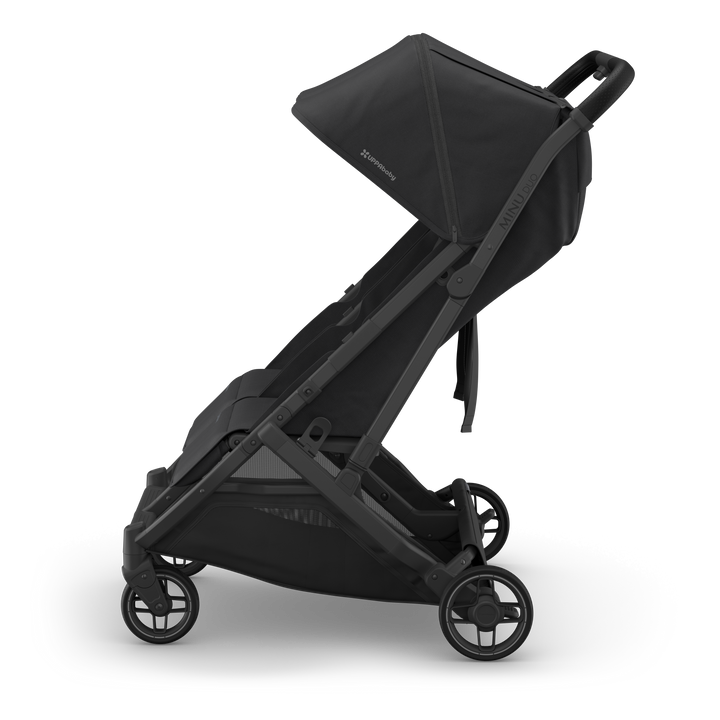UPPAbaby Minu Duo Compact Double Stroller - Jake (Charcoal / Carbon Frame / Black Leather) (Open box, New)