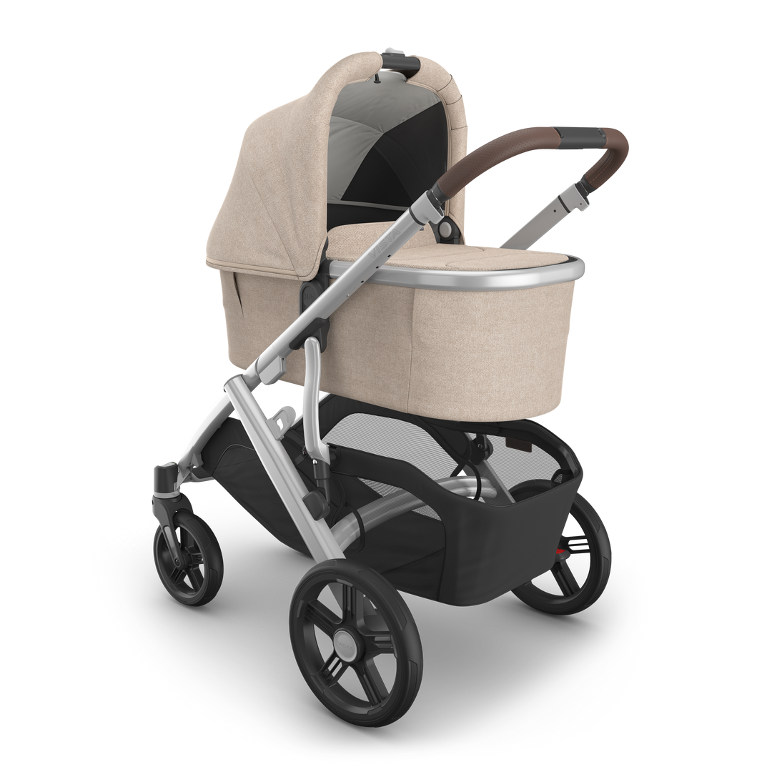 UPPAbaby Vista V3 Travel System Bundle (Stroller / Bassinet / Aria V2) - Declan (Oat Melange/Silver Frame/Chestnut Leather)