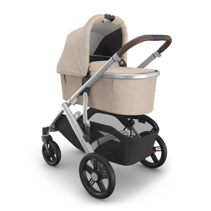 UPPAbaby Vista V3 Travel System Bundle (Stroller / Bassinet / Aria V2) - Declan (Oat Melange/Silver Frame/Chestnut Leather)