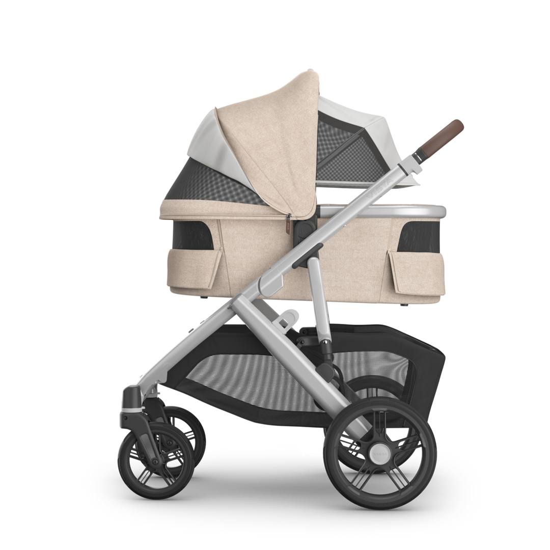 UPPAbaby Vista V3 Travel System Bundle (Stroller/Bassinet/Mesa V3) - Declan (Oat Melange/Chestnut Leather)