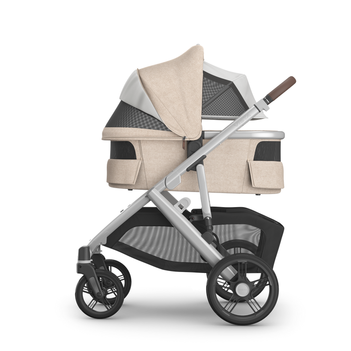 UPPAbaby Vista V3 Travel System Bundle (Stroller / Bassinet / Aria V2) - Declan (Oat Melange/Silver Frame/Chestnut Leather)