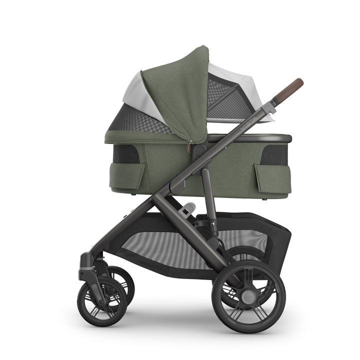 UPPAbaby Vista V3 Stroller + Bassinet V3 Bundle - Evelyn (Meadow Green / Graphite Frame / Chestnut Leather)